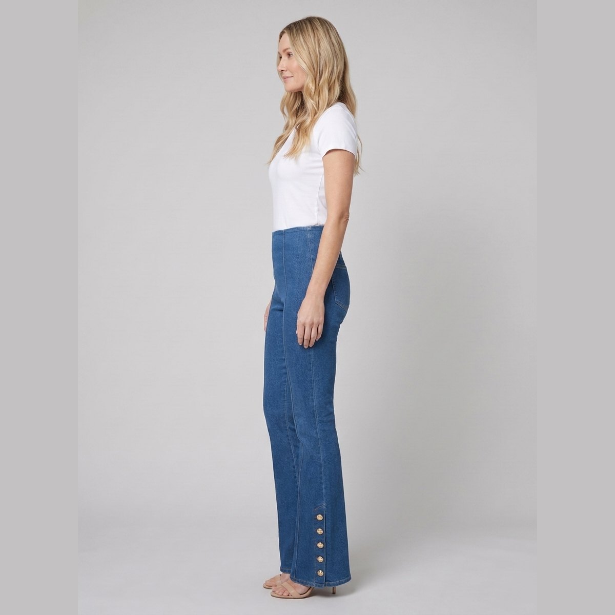Kendra Flare Jeans Women | Mid-Wash Stretch Denim, Flared Leg 2