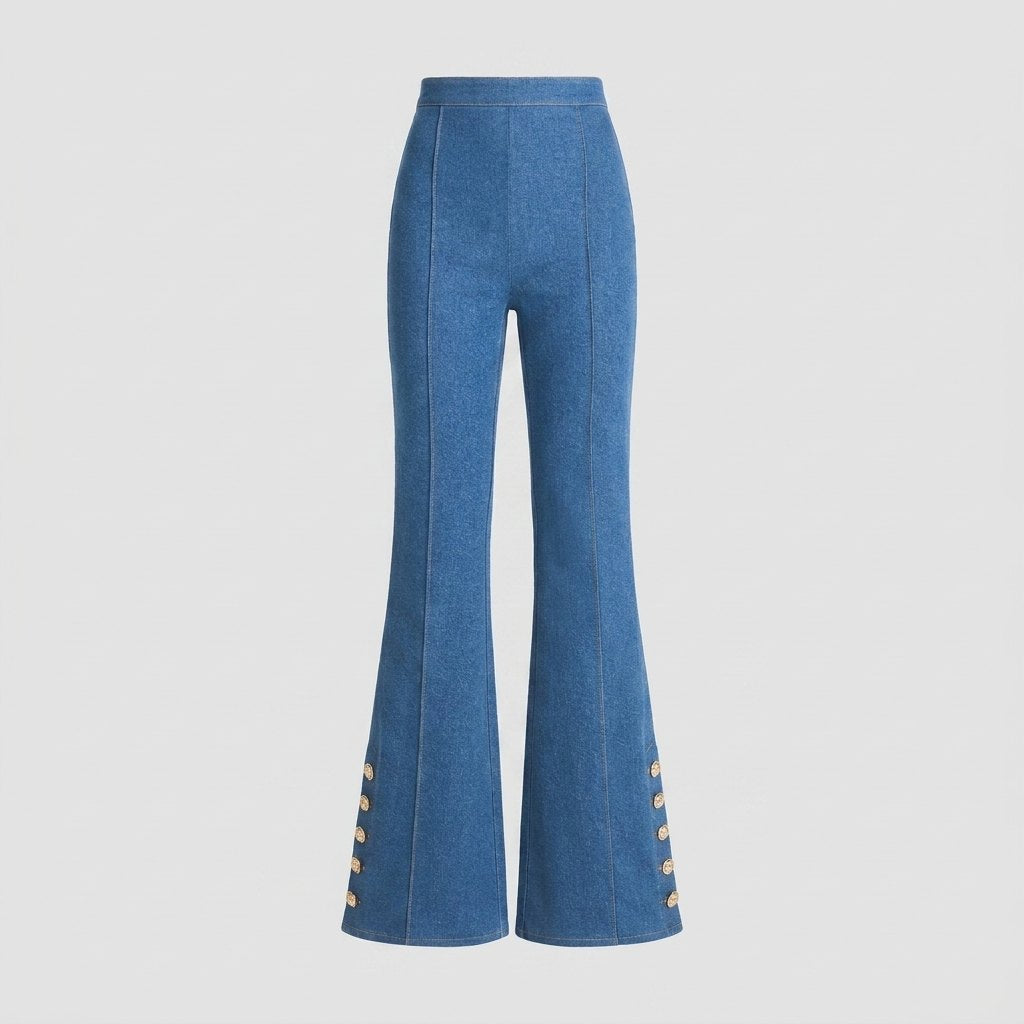 Kendra Flare Jeans Women | Mid-Wash Stretch Denim, Flared Leg 4