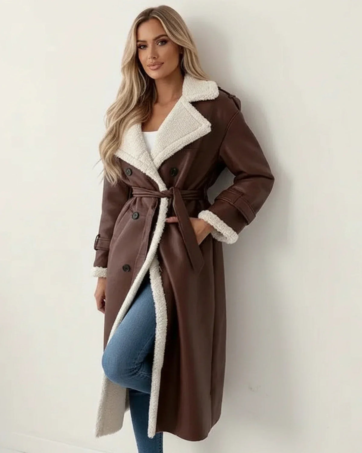 Kira Longline Winter Coat | Faux-Shearling Lined, Smooth Silhouette for Women 3