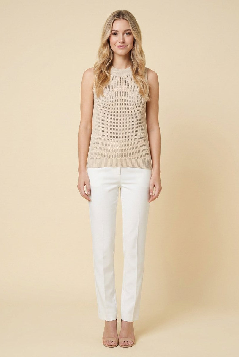 Kira Tank Top | White Knit, Regular Fit for Women 1