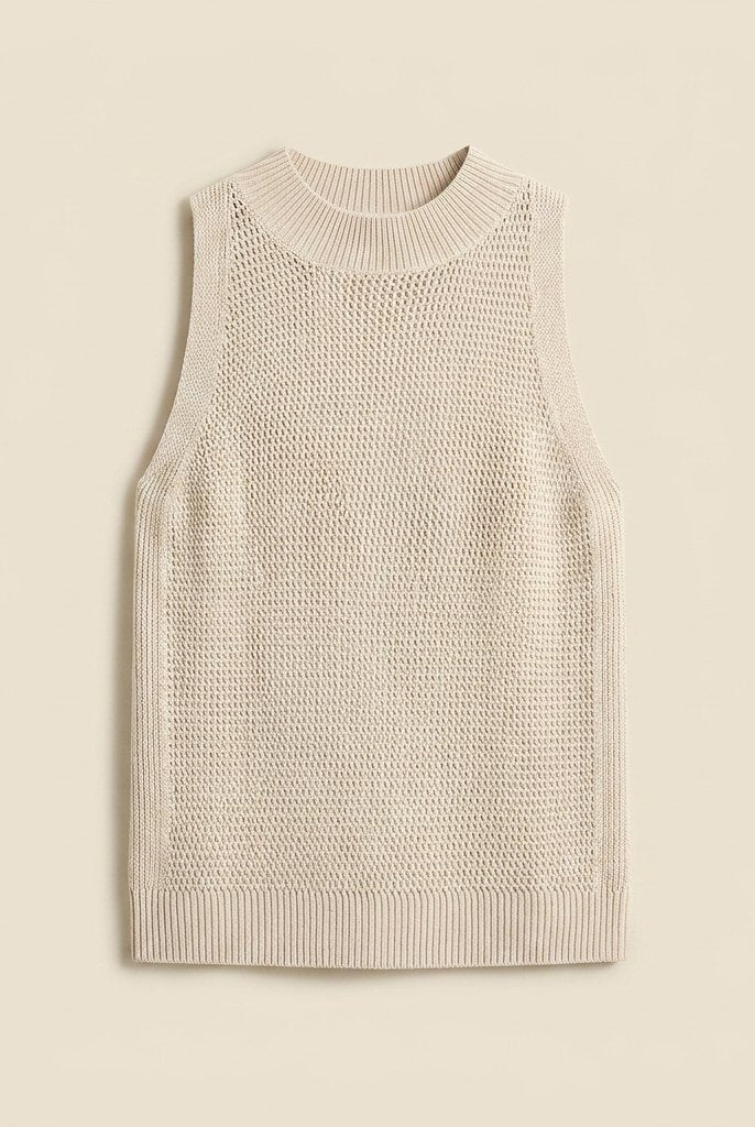 Kira Tank Top | White Knit, Regular Fit for Women 3