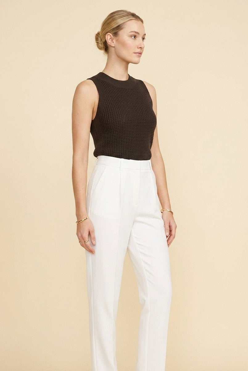 Kira White Tank Top for Women | Soft Knit, Regular Fit 0