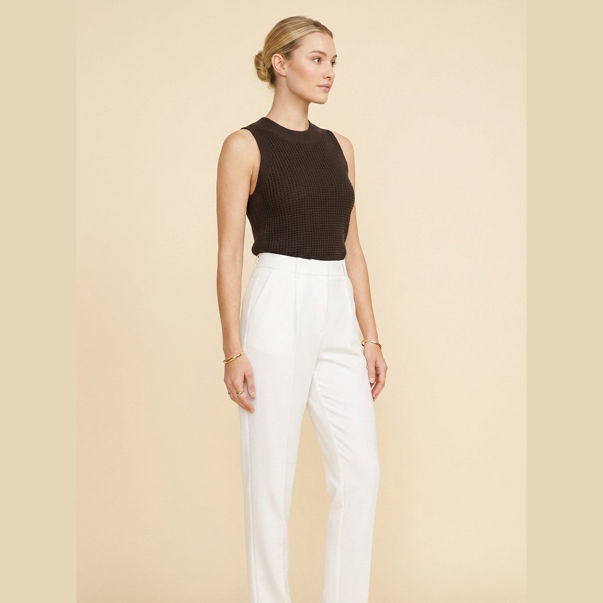 Kira White Tank Top for Women | Soft Knit, Regular Fit 0