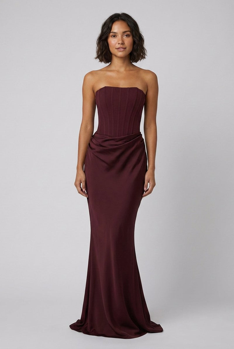 Kora Maxi Dress | Strapless Corset Bodice, Lace-Up Back, Floor-Length 0