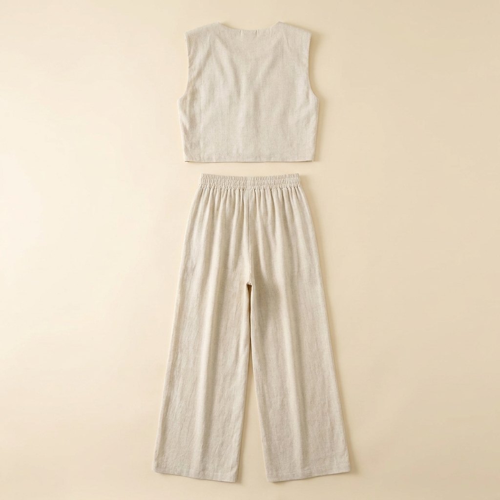 Lina Two Piece Pants Set | Lightweight Linen Blend, Wide Leg Design 2