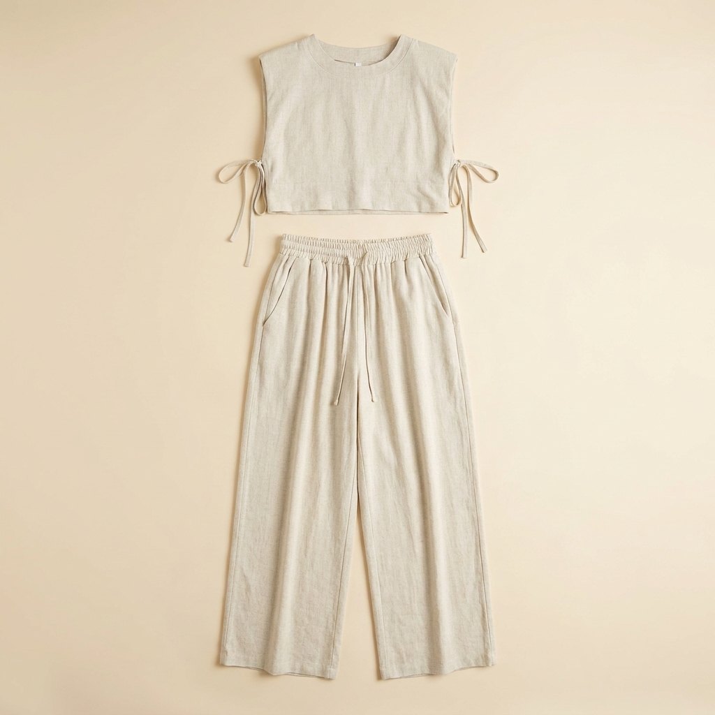 Lina Two Piece Pants Set | Lightweight Linen Blend, Wide Leg Design 3