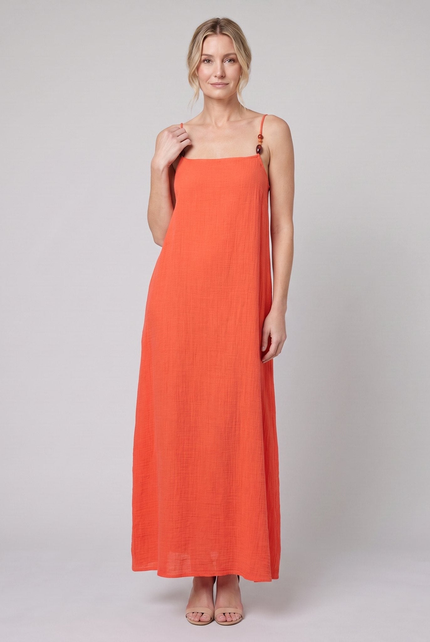 Liora Beach Cover Up Dress | Breathable Cotton Gauze, Adjustable Straps 1