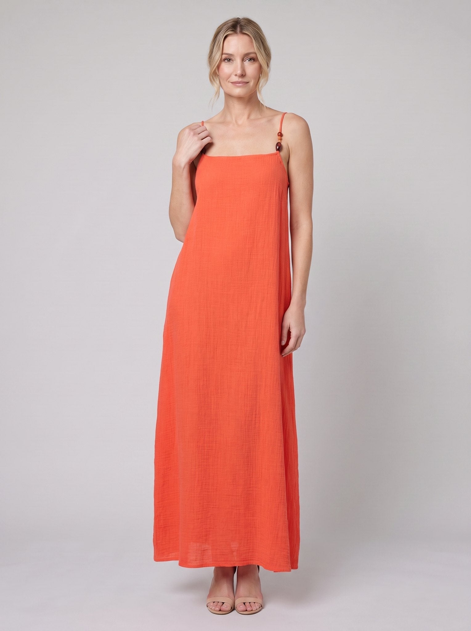 Liora Beach Cover Up Dress | Breathable Cotton Gauze, Adjustable Straps 1