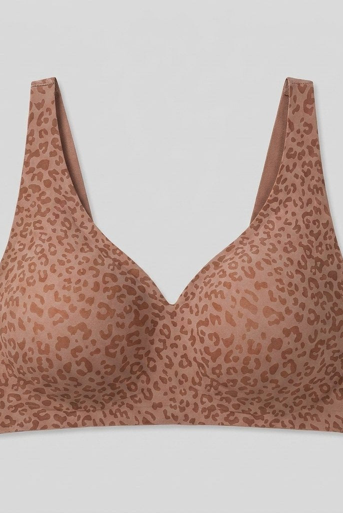 Liora Leopard Bra | Wireless, Soft Breathable Fabric, V-Neck Design 0