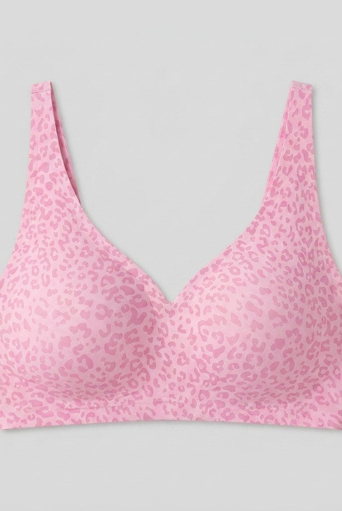 Liora Leopard Bra | Wireless, Soft Breathable Fabric, V-Neck Design 2