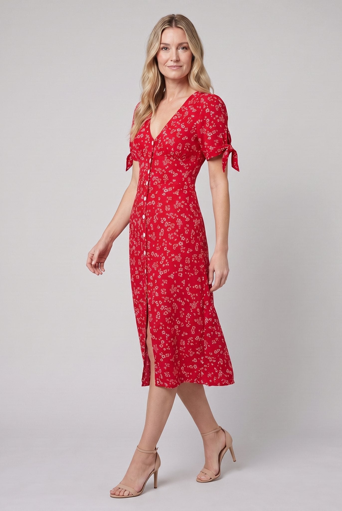 Liora Midi Dress | Floral Print, Slim Fit, V-Neck for Wedding Guests and Summer Events 2