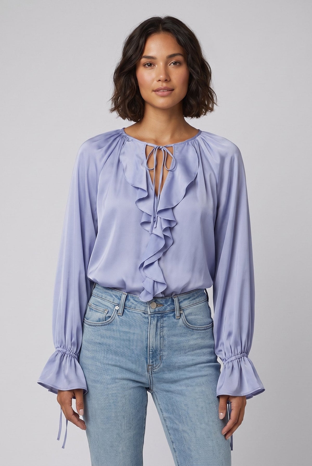 Liora Silk Blouse | Ruffle Trim, Adjustable Sleeves 1