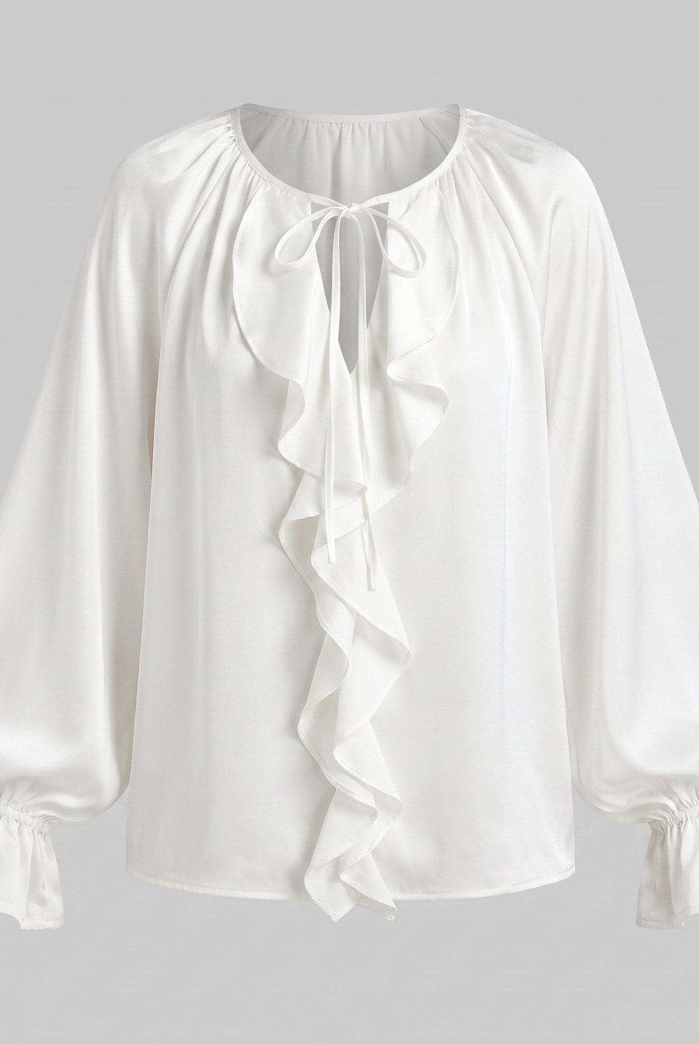 Liora Silk Blouse | Ruffle Trim, Adjustable Sleeves 5