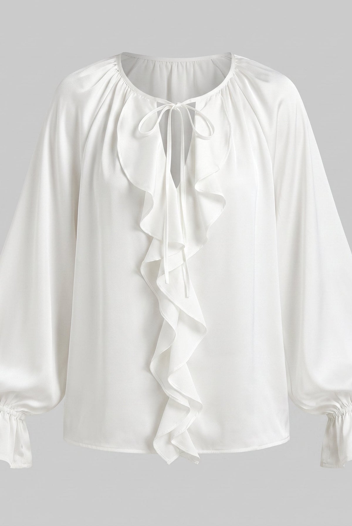 Liora Silk Blouse | Ruffle Trim, Adjustable Sleeves 5