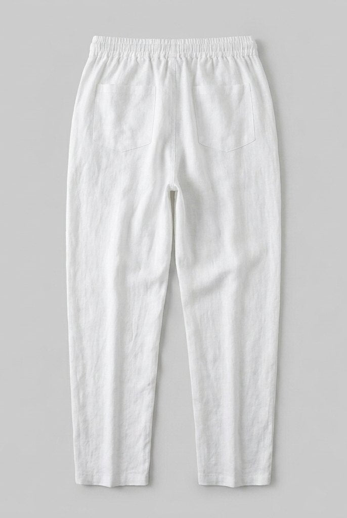 Liora Women's Pants | White Linen, Drawstring Waist, Relaxed Fit 6
