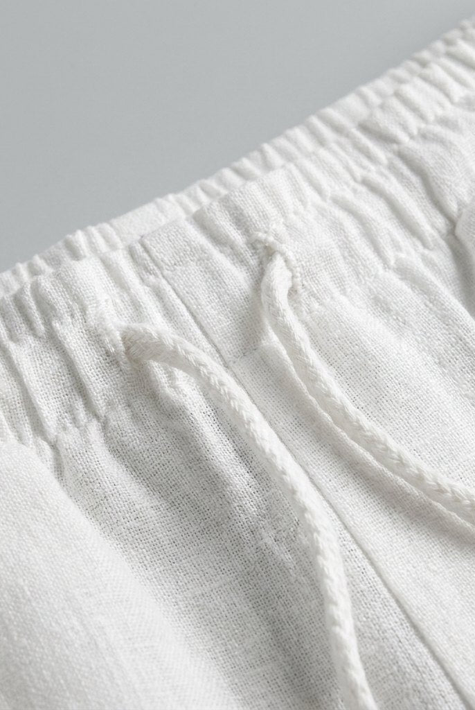 Liora Women's Pants | White Linen, Drawstring Waist, Relaxed Fit 8