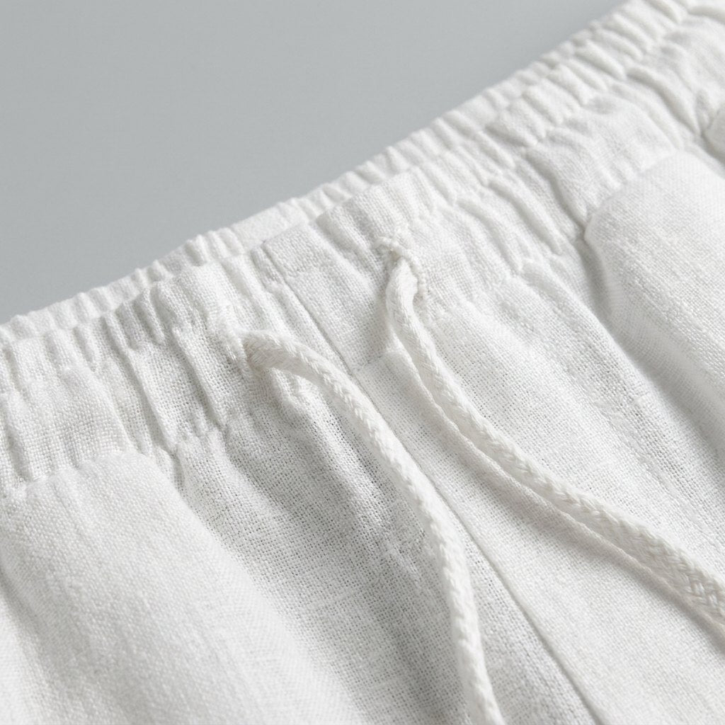 Liora Women's Pants | White Linen, Drawstring Waist, Relaxed Fit 8