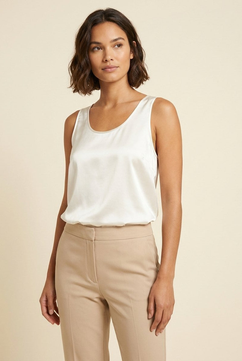 Lissia Satin Tank Top | Plunging U-Neck, Relaxed Fit 1