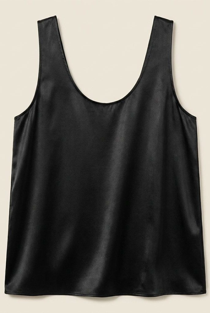 Lissia Satin Tank Top | Plunging U-Neck, Relaxed Fit 2