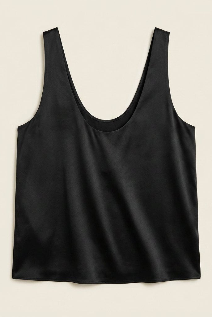 Lissia Satin Tank Top | Plunging U-Neck, Relaxed Fit 3