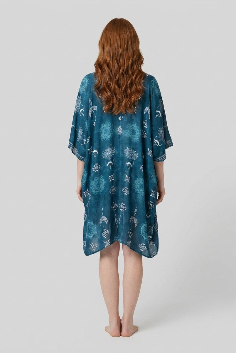 Luma Beach Kimono | Cotton Rayon Blend, Celestial Print 2