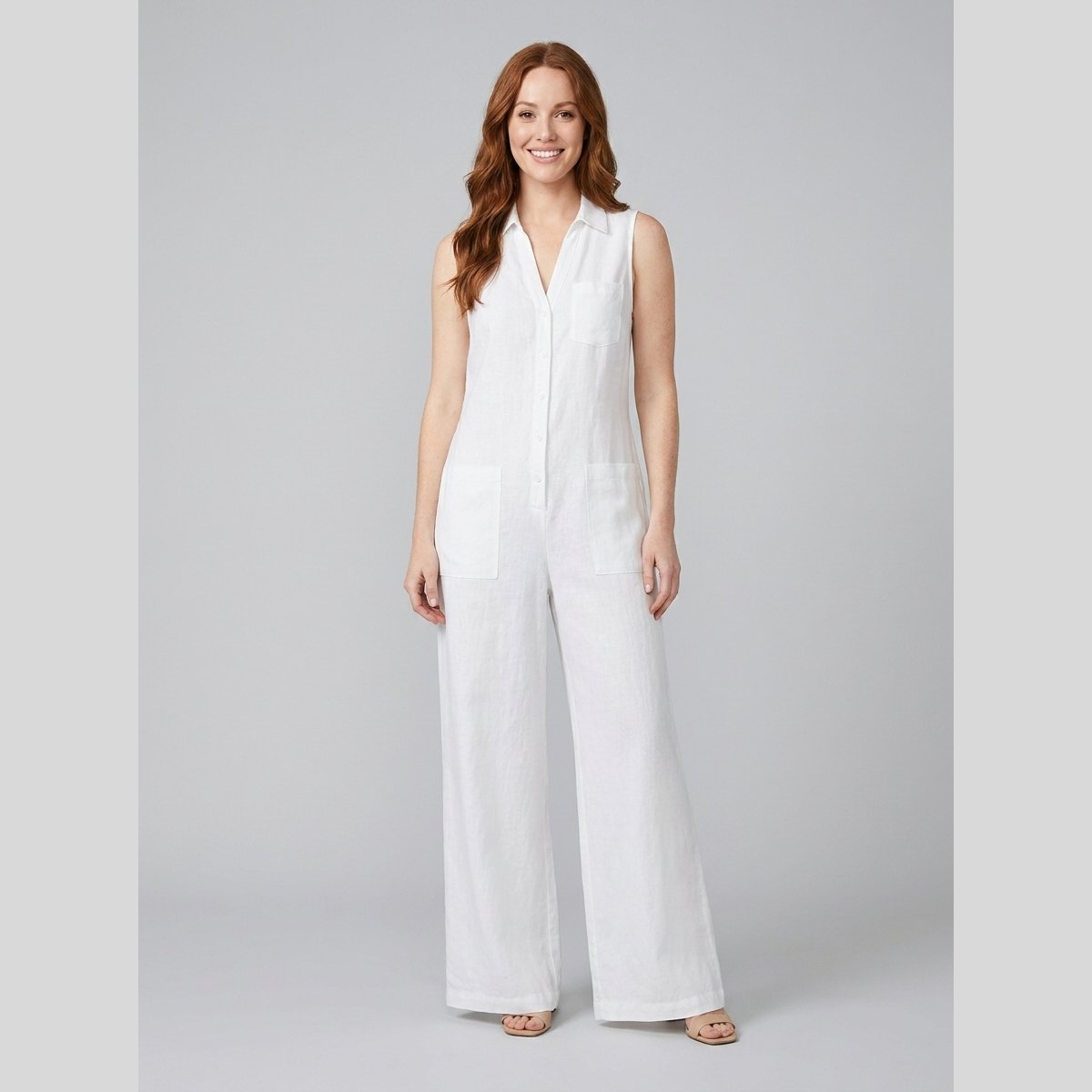 Luna Jumpsuit | Breathable Cotton-Linen Blend, Sleeveless Design 0