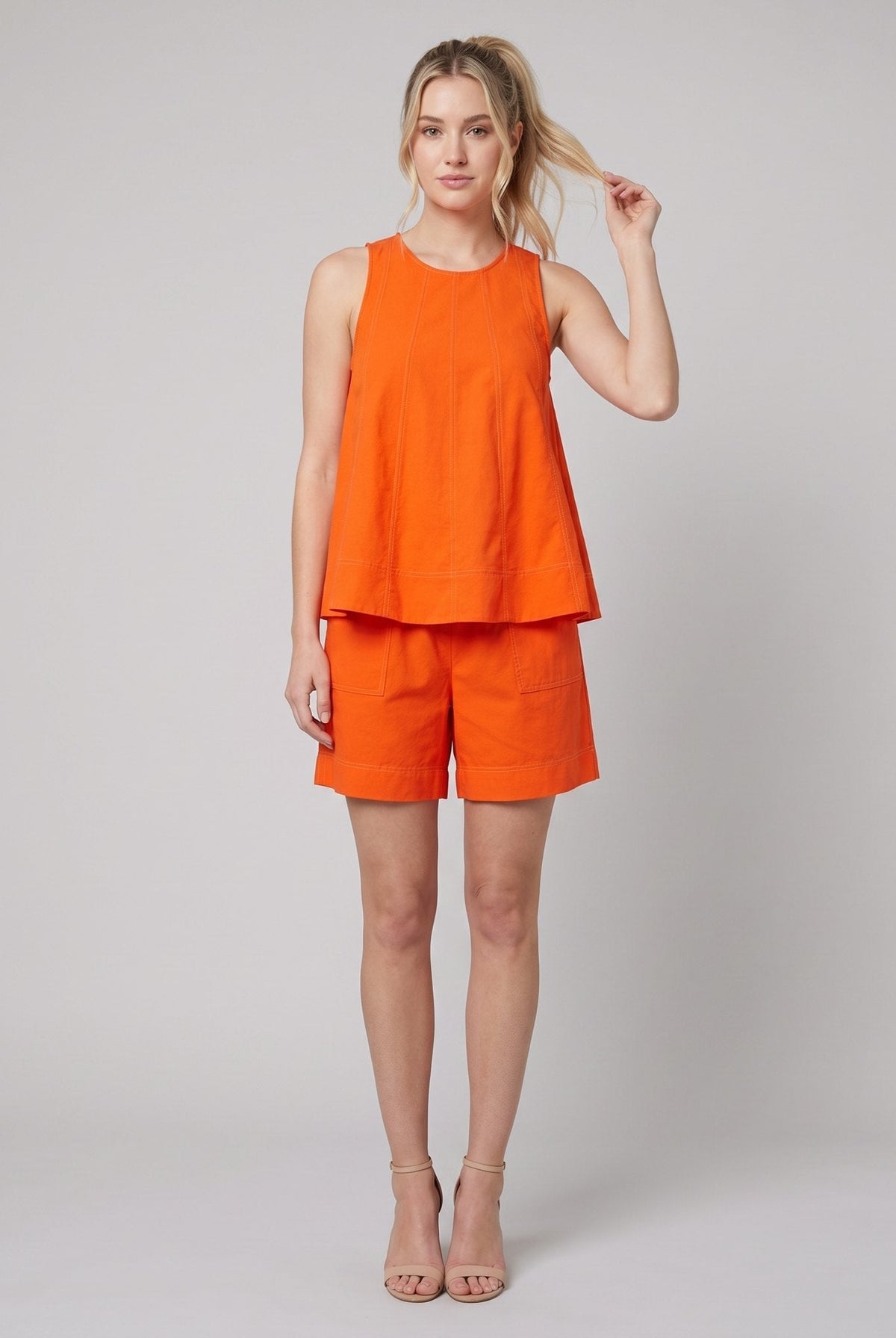 Luna Two Piece Set | Washed Canvas Crop Tank & Elastic Waistband Shorts for Women 5