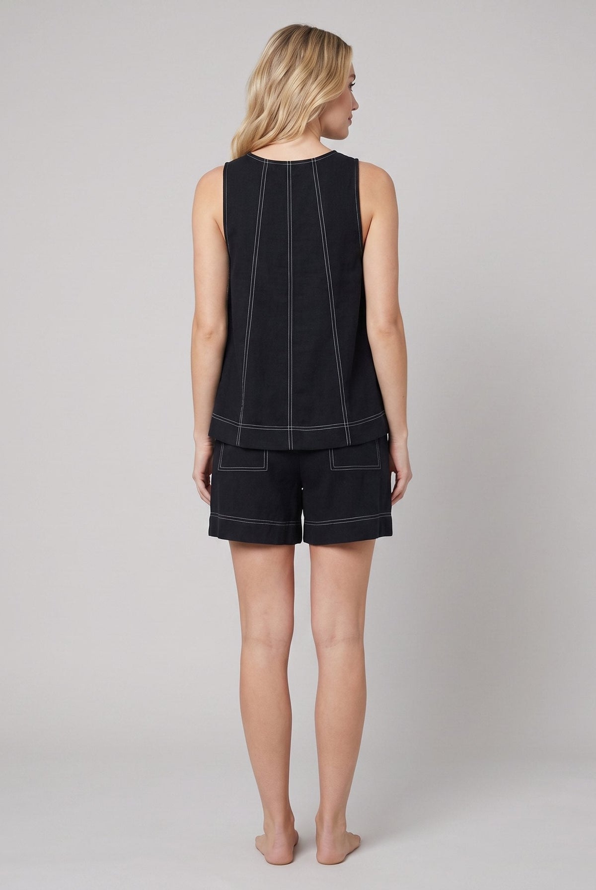 Luna Two Piece Set | Washed Canvas Crop Tank & Elastic Waistband Shorts for Women 6