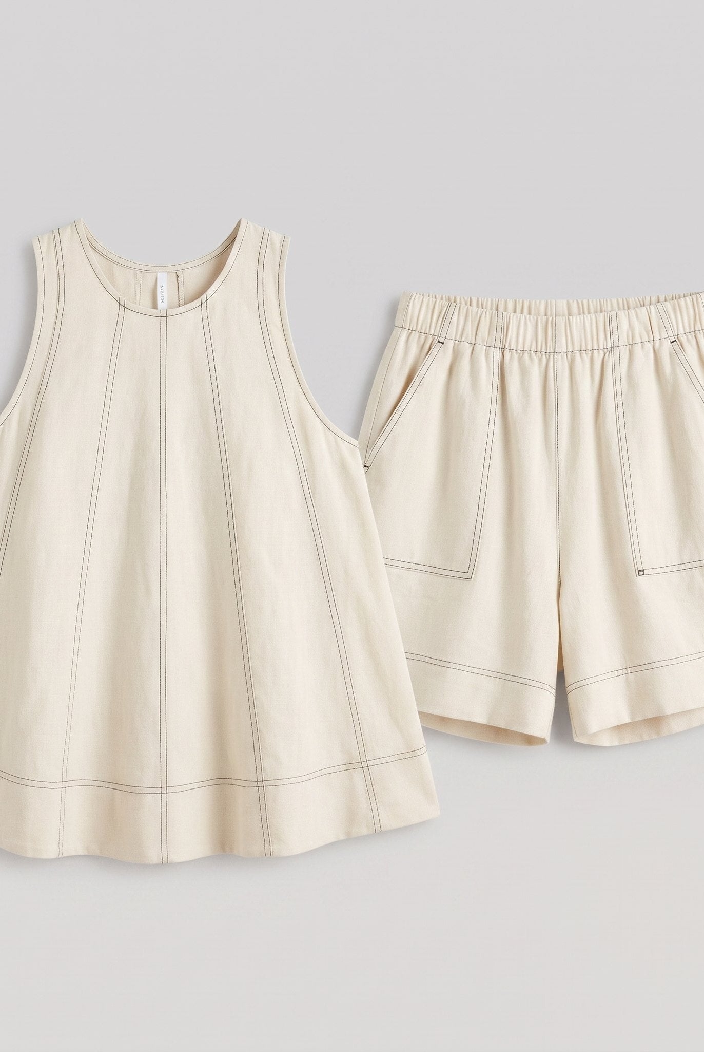 Luna Two Piece Set | Washed Canvas Crop Tank & Elastic Waistband Shorts for Women 7