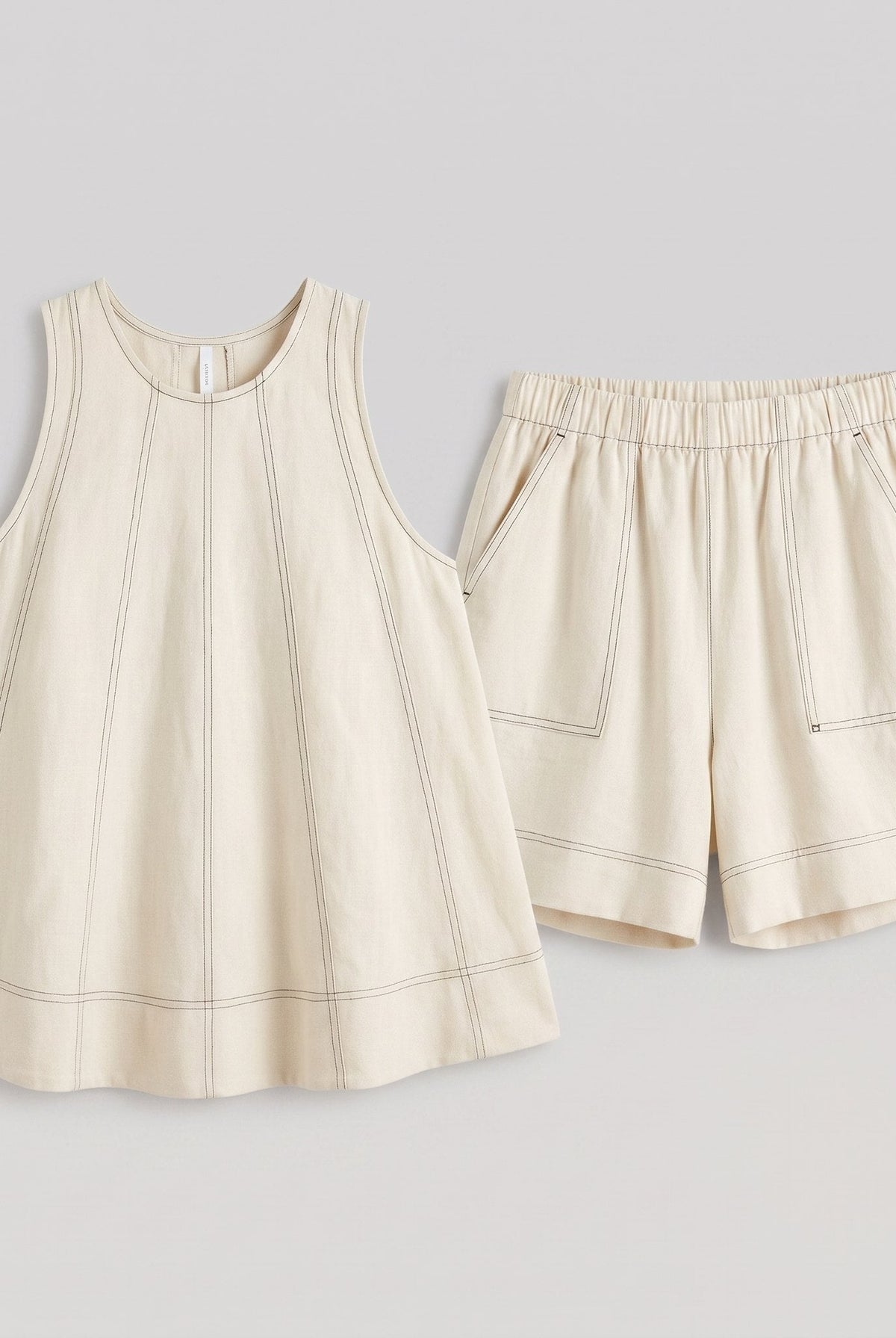 Luna Two Piece Set | Washed Canvas Crop Tank & Elastic Waistband Shorts for Women 7