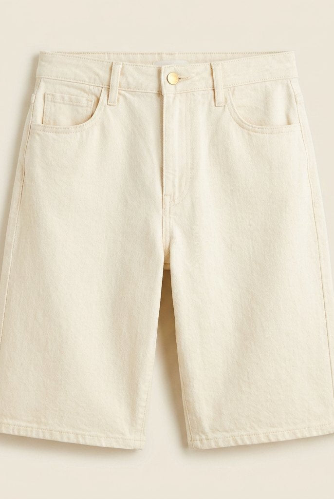 Luna Women's Denim Shorts | High-Rise, Wide Leg Fit, 99% Cotton 2