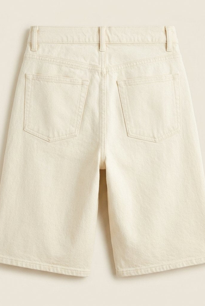 Luna Women's Denim Shorts | High-Rise, Wide Leg Fit, 99% Cotton 3