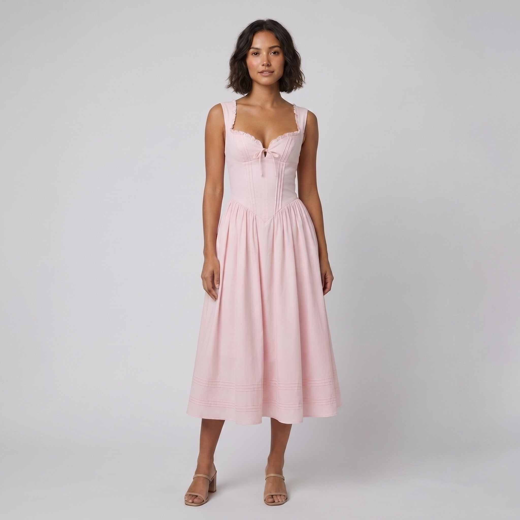 Marlena Midi Dress | Floral Print, Cotton Blend, Square Neckline, Perfect for Wedding Guests 0