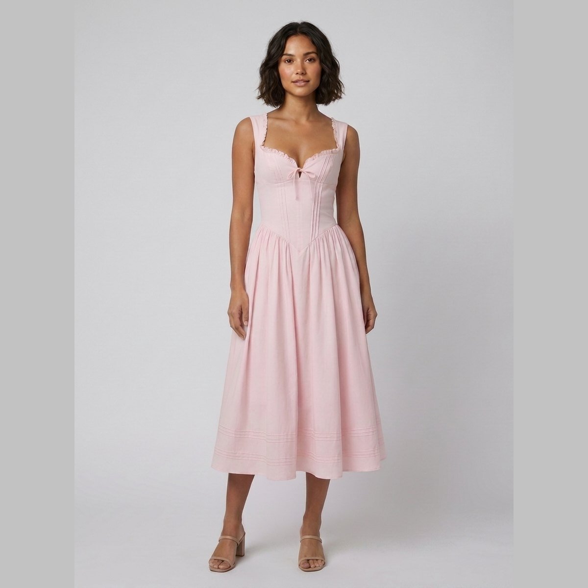Marlena Midi Dress | Floral Print, Cotton Blend, Square Neckline, Perfect for Wedding Guests 1
