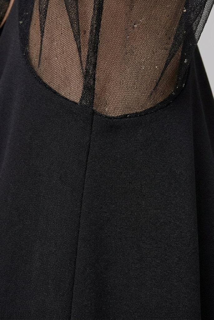 Genevieve black evening dress with sheer sleeves 5