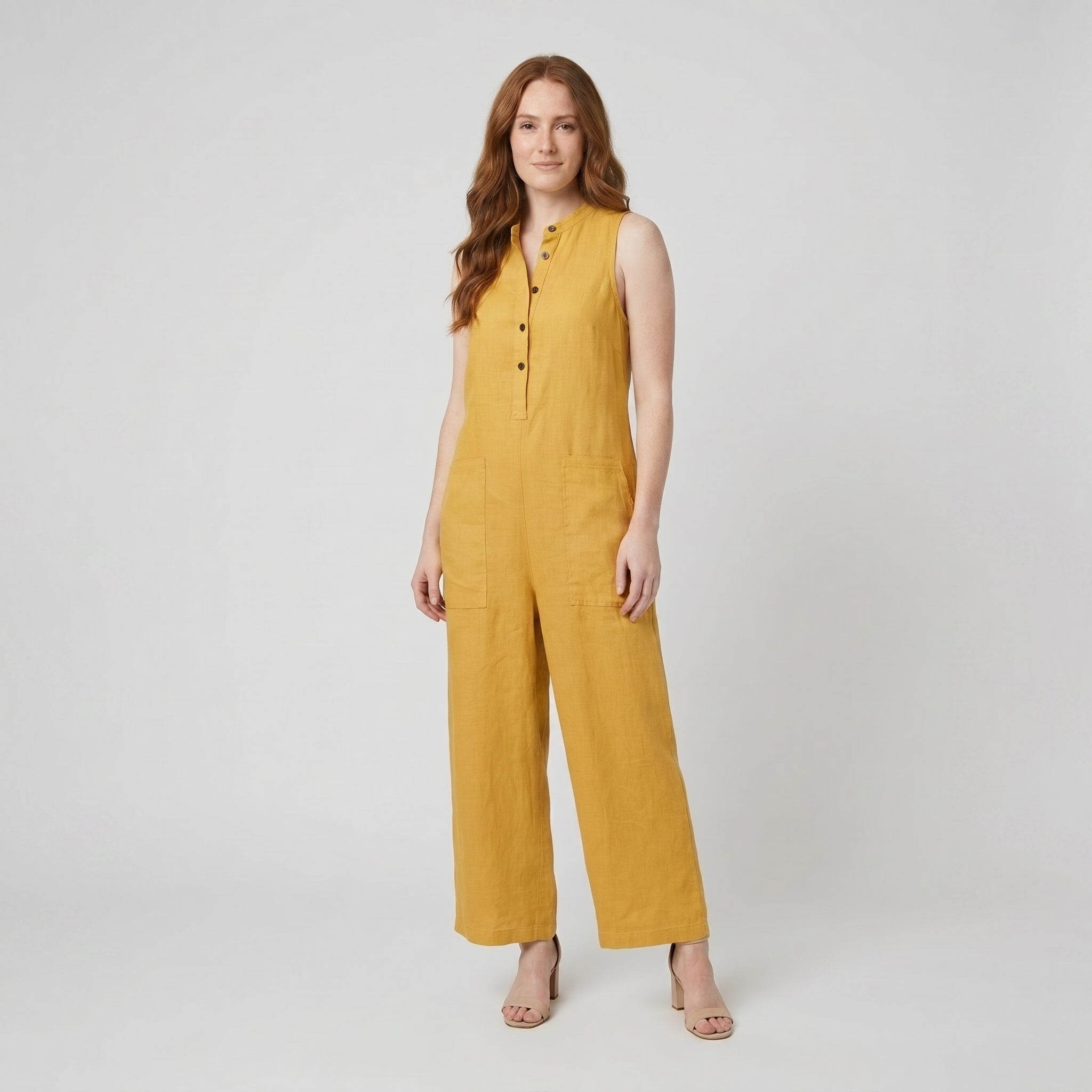 Mila White Jumpsuit | Linen Blend, Elegant Sleeveless Design 1