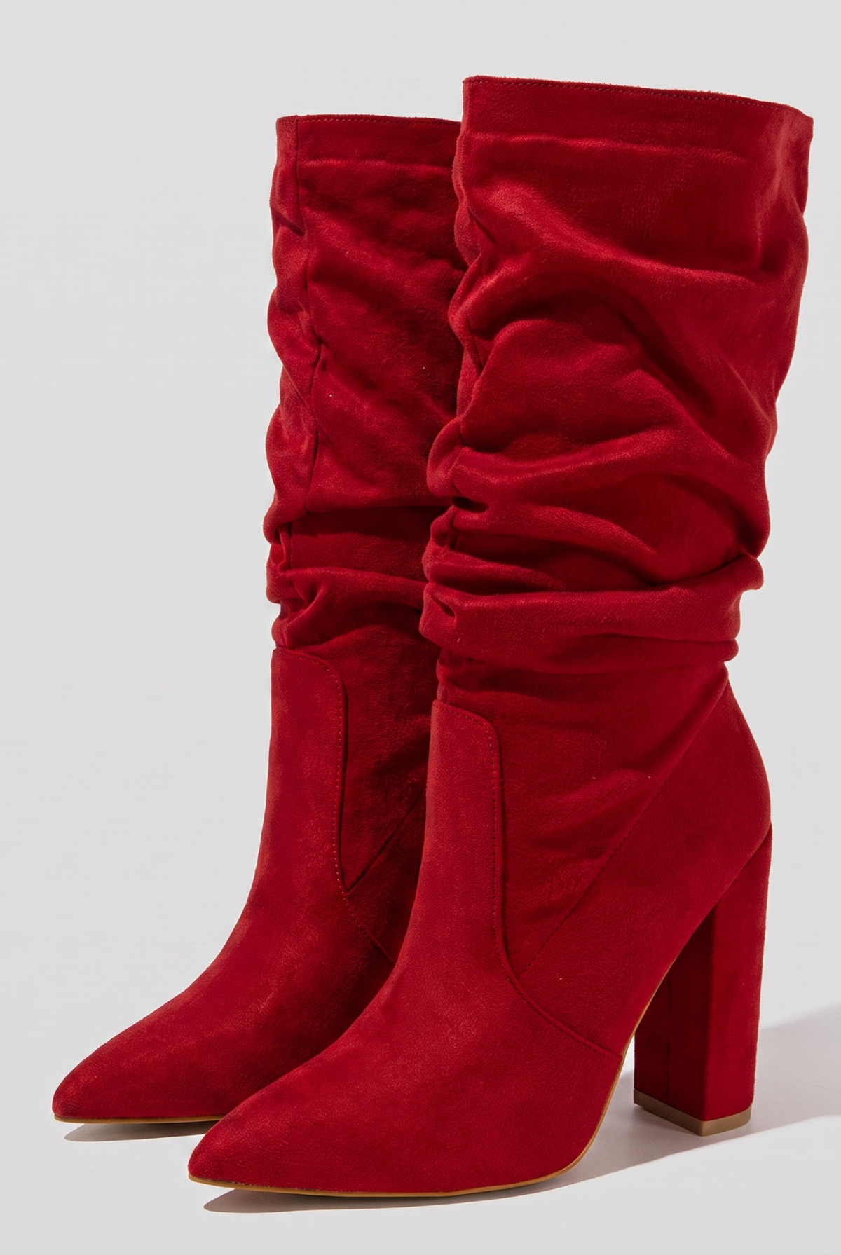 Zora knee high suede-touch slouch boots with block heel 5