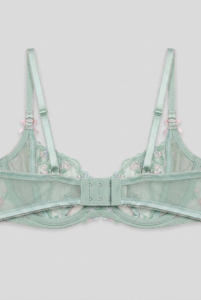 Mira Balcony Bra | Underwired Satin with Floral Embroidery 1