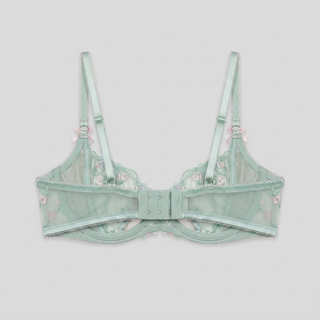 Mira Balcony Bra | Underwired Satin with Floral Embroidery 1