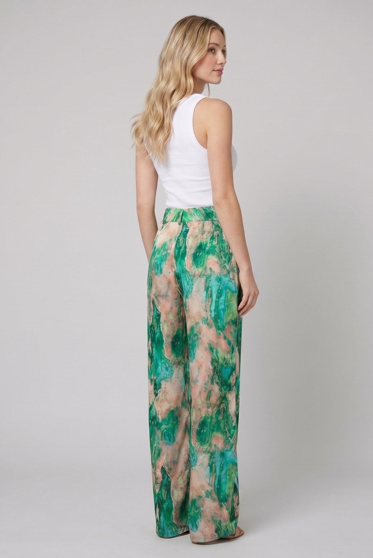 Mira High Waisted Pants | Marble Print, Soft Fabric, Full-Length 1