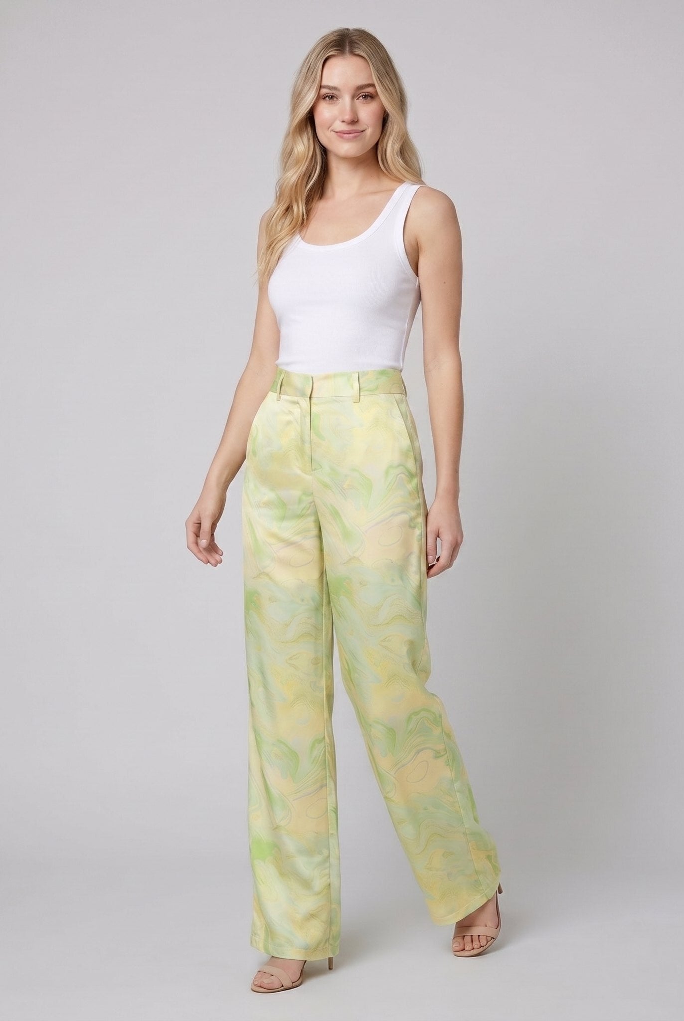 Mira High Waisted Pants | Marble Print, Soft Fabric, Full-Length 2