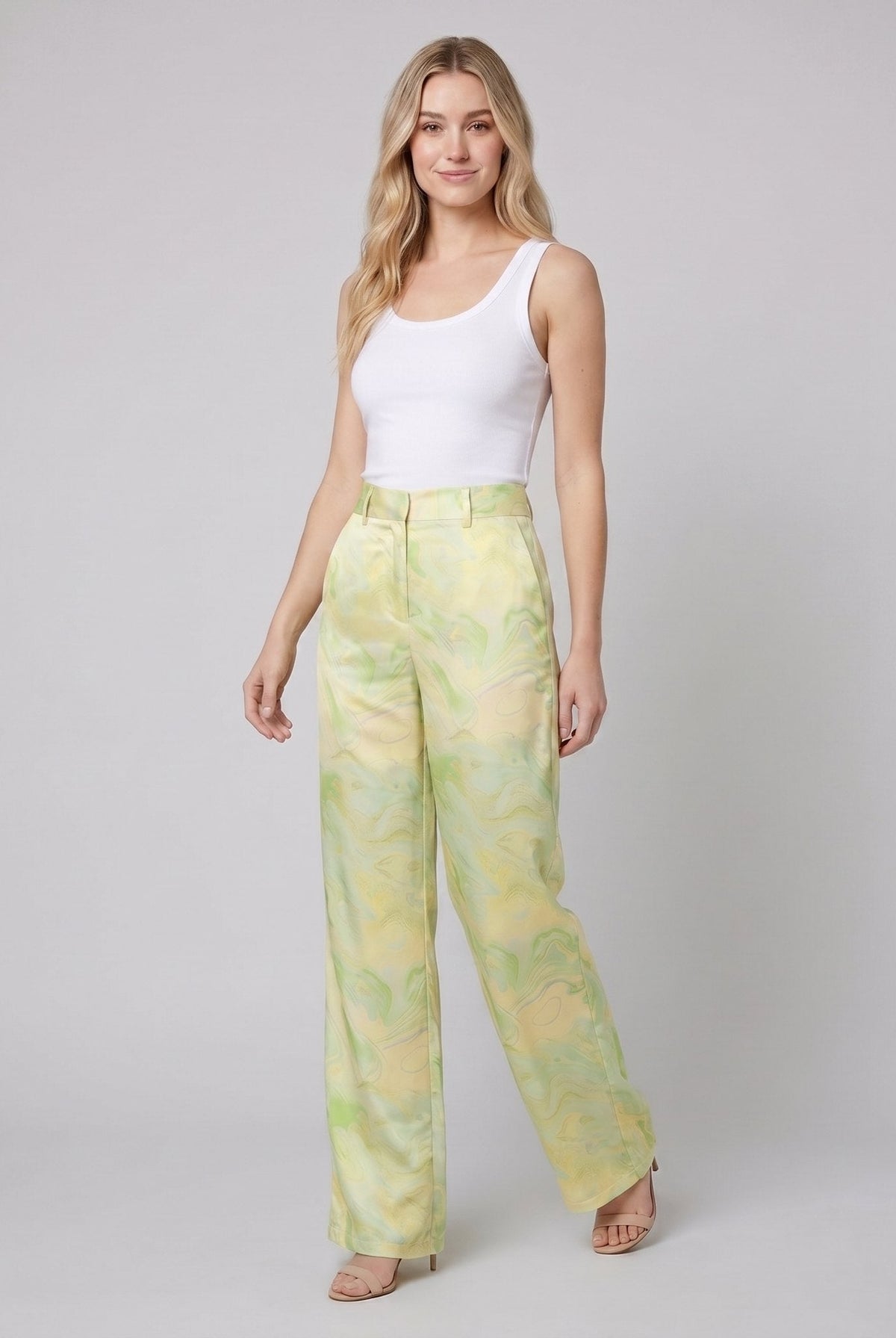 Mira High Waisted Pants | Marble Print, Soft Fabric, Full-Length 2