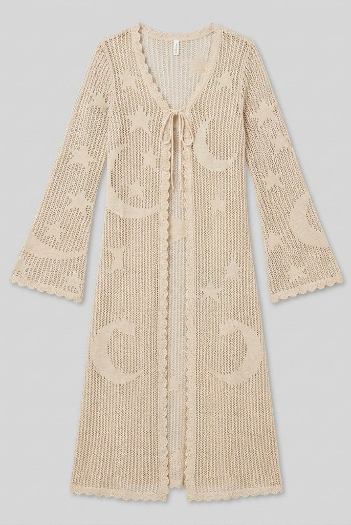 Mira Lace Duster | Lightweight Cotton Viscose Blend, Celestial Pattern 2