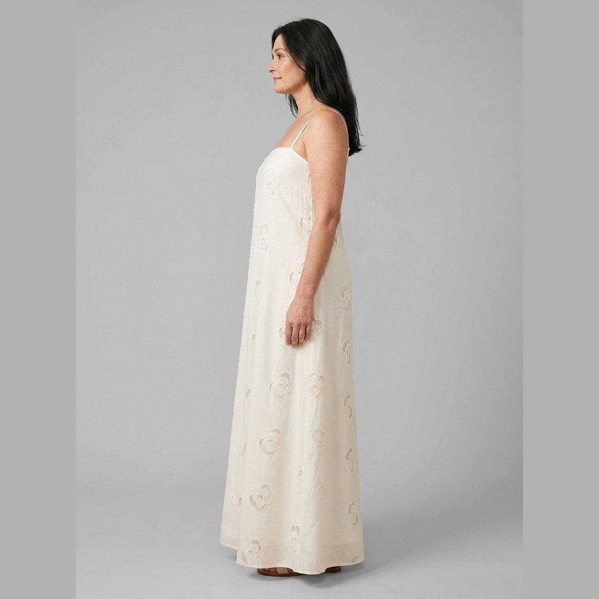 Mira Maxi Dress | Beige Cutwork, A-Line Silhouette for Summer Events 2