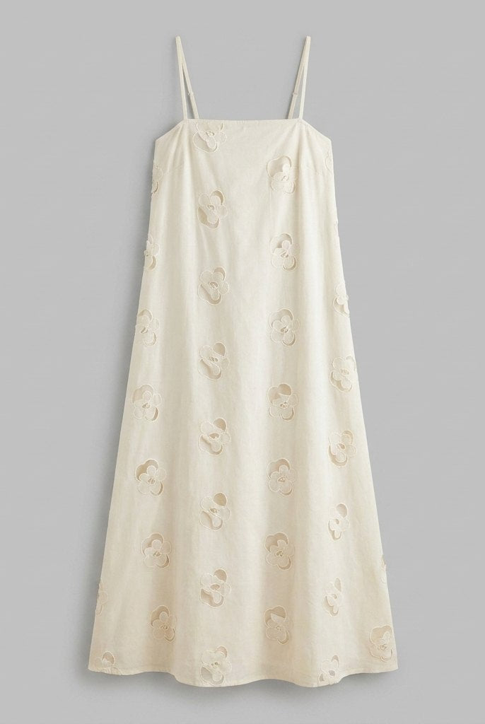 Mira Maxi Dress | Beige Cutwork, A-Line Silhouette for Summer Events 4