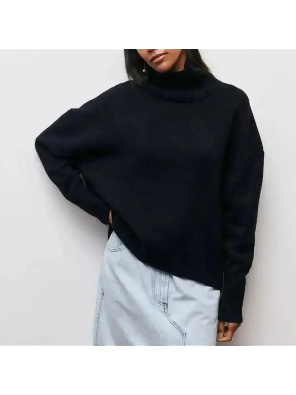 Mira Oversized Turtleneck Sweater | Soft Cotton Blend, Relaxed Fit 5