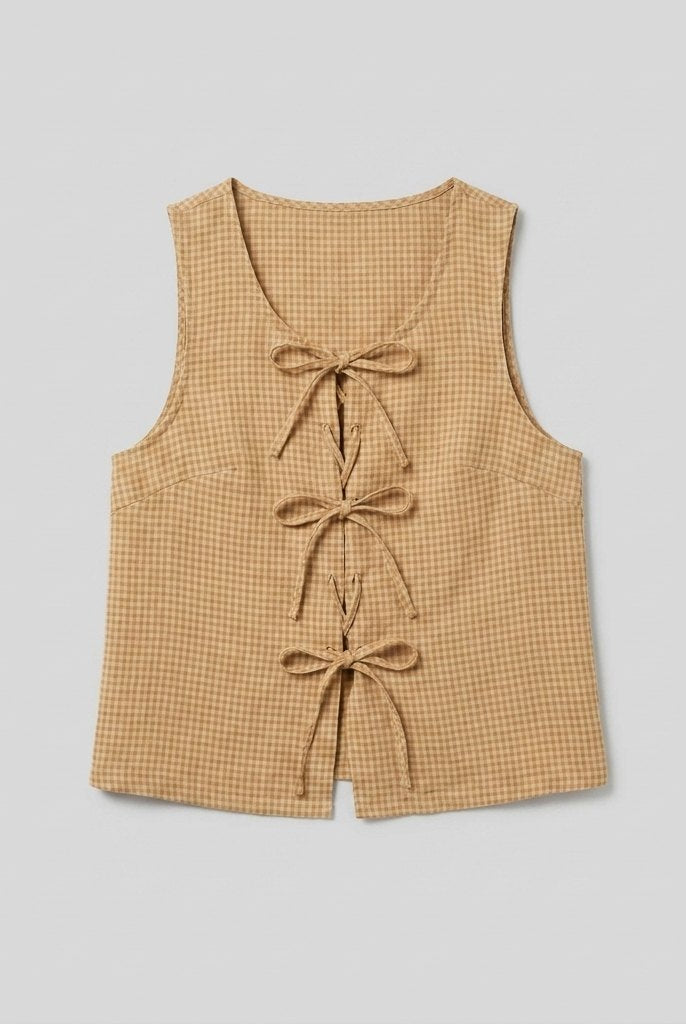 Mira Women's Blouse | Linen Long Sleeve with Bow Tie Detail 4