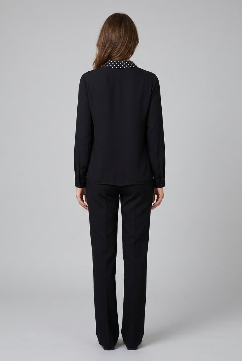 Mira Women's Blouse | Long Sleeve, Lightweight Polka Dot Necktie 3