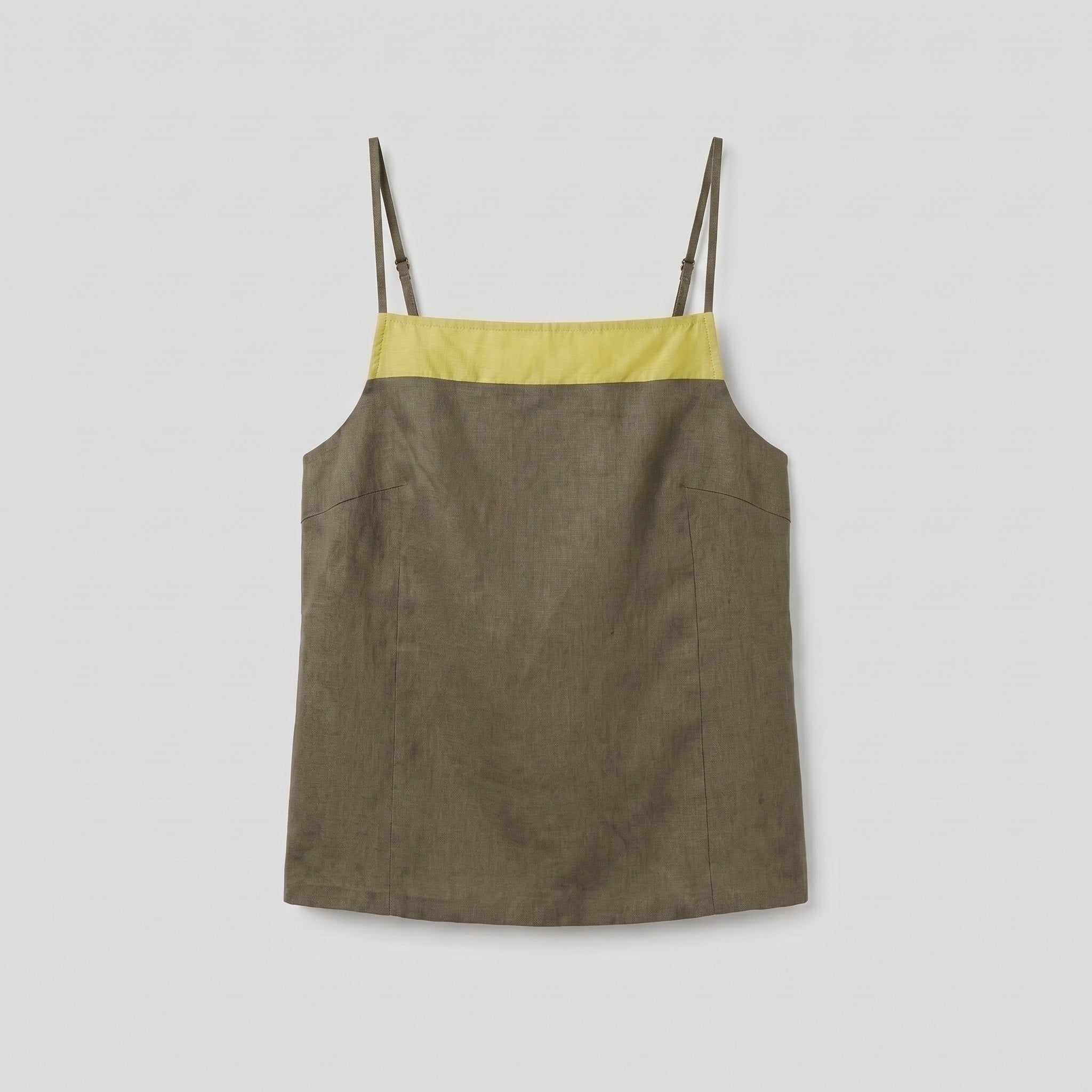 Mira Women's Top | Breathable Linen Tank Top, Adjustable Straps, Colorblock Design 4