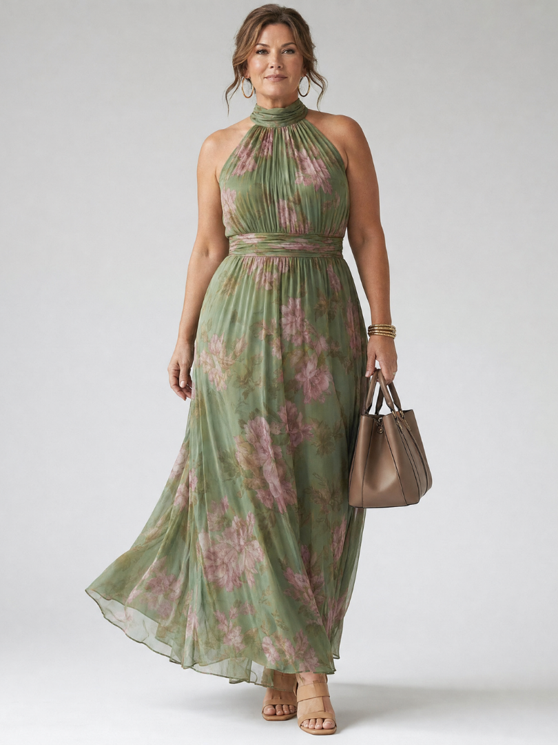 Mirelle Midi Dress | Floral Pattern, Sleeveless Halter Neck 5